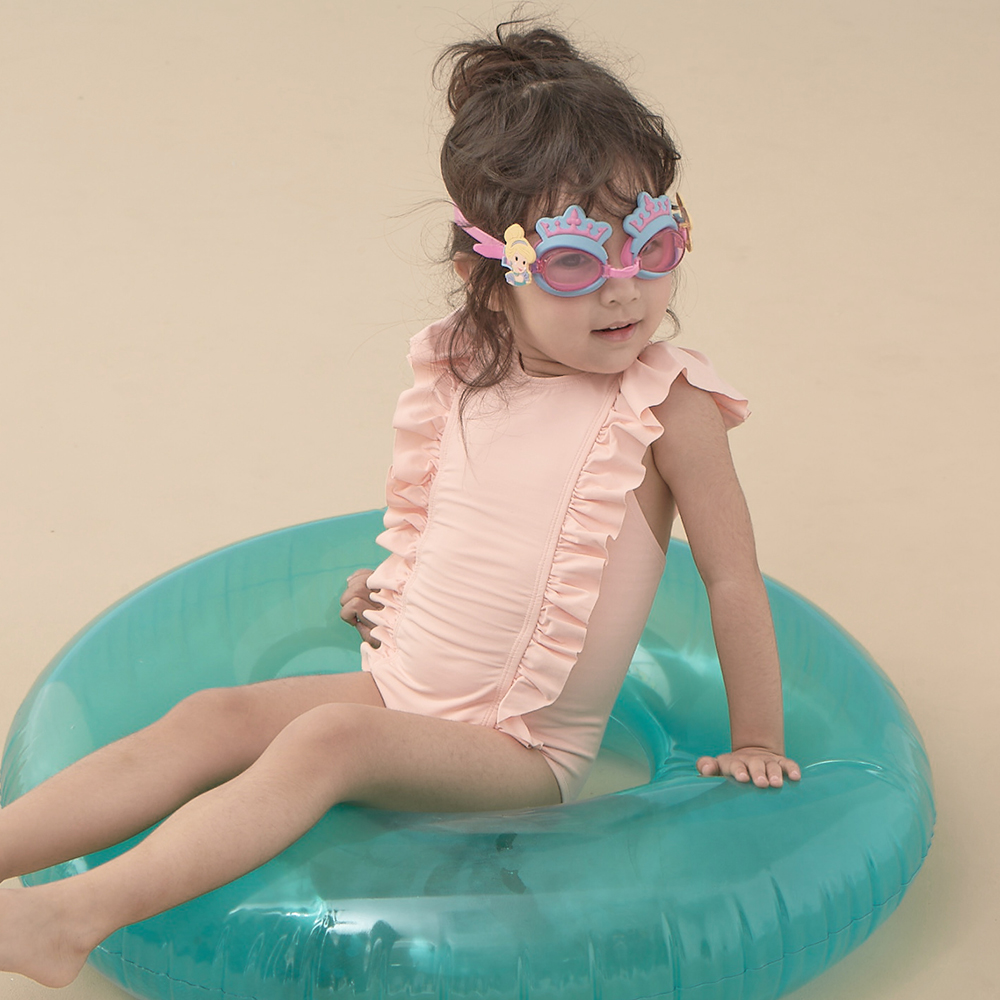 kidsumplay oneshoulder ruffle ชุดว่ายน้ำเด็กหญิงป้องกัน UV แบบระบายไหล่และข้าง