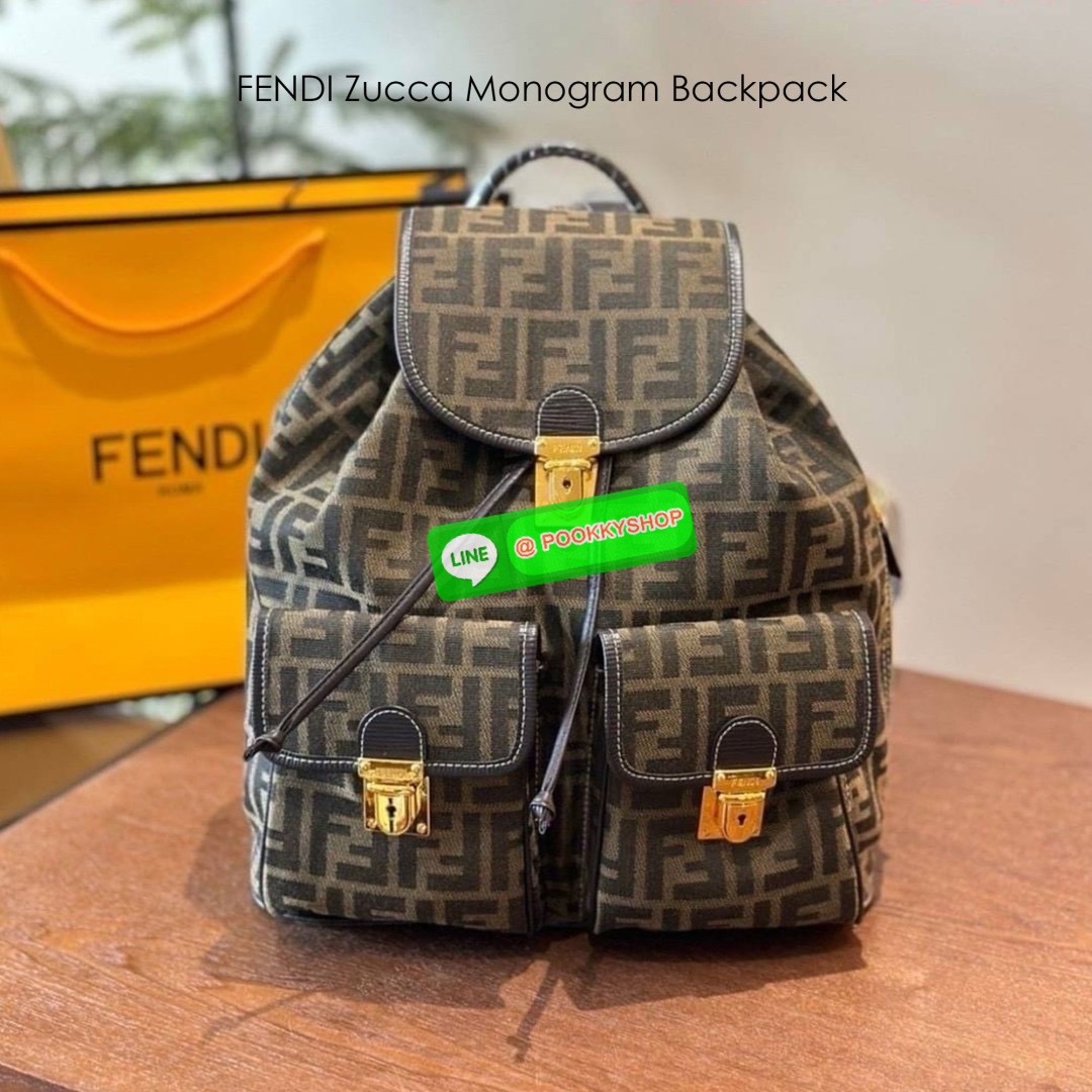 FENDI Zucca Monogram Backpack with 2 pocket กระเป๋าเป้ FF ใบใหญ่จุของได้เยอะ ภายในโล่งกว้าง พร้อมช่องใส่ของด้านหน้าสะดวกใช้งาน นานๆจะมีมาในรูปแบบเป้ให้ครอบครองกันค่า! วันไหนๆ ในไทยหรือ ตปท.ใบเดียวจบ!! สินค้าแนะนำนาทีทองนี้ สามารถใข้ได้ทุกๆวัน ไม่ว่าจะในไท
