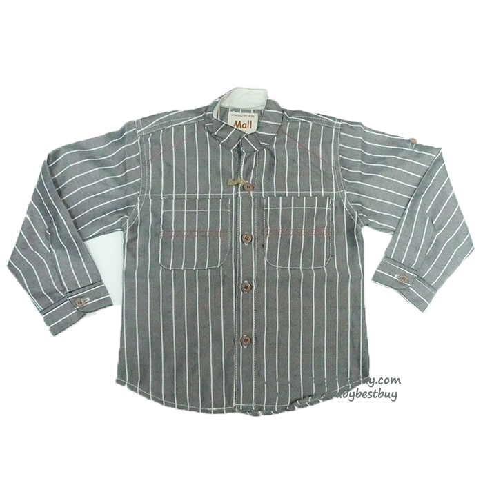 ( 1-2-3 ) เสื้อเชิ้ตแขนยาวสีเทา แฟชั่น เด็กผู้ชาย สุดเท่ห์ ใส่สบาย (Size 1-2-3)
