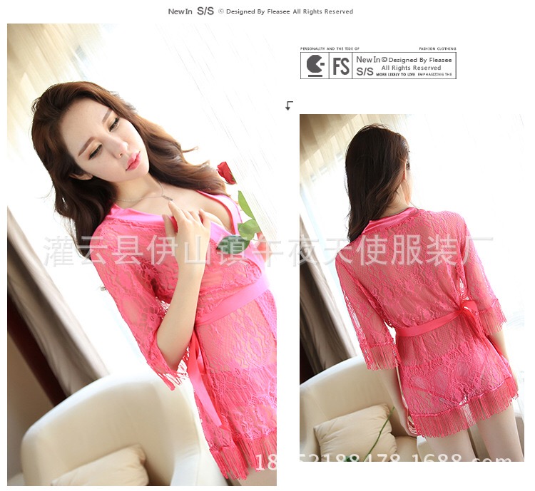 Setชุดคลุมนอน เซ็ทชุดคลุม ลูกไม้สีชมพู งานสวย แบบหรูเซ็กซี่มากคะ