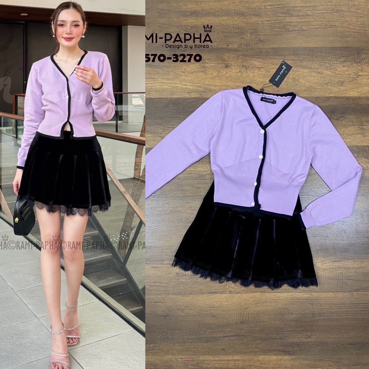 ชุดเซทแฟชั่น Set เสื้อไหมพรมสีสันสวยสดใส เนื้อผ้านิ่มยืดหยุ่นอย่างดีสวมใส่สบาย