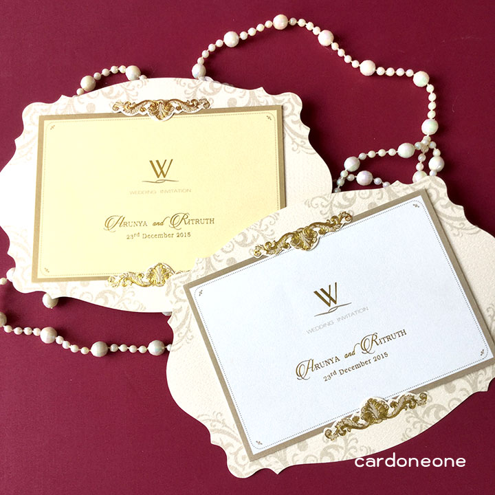 การ์ดแต่งงานวินเทจสวยหวาน กระดาษมุก