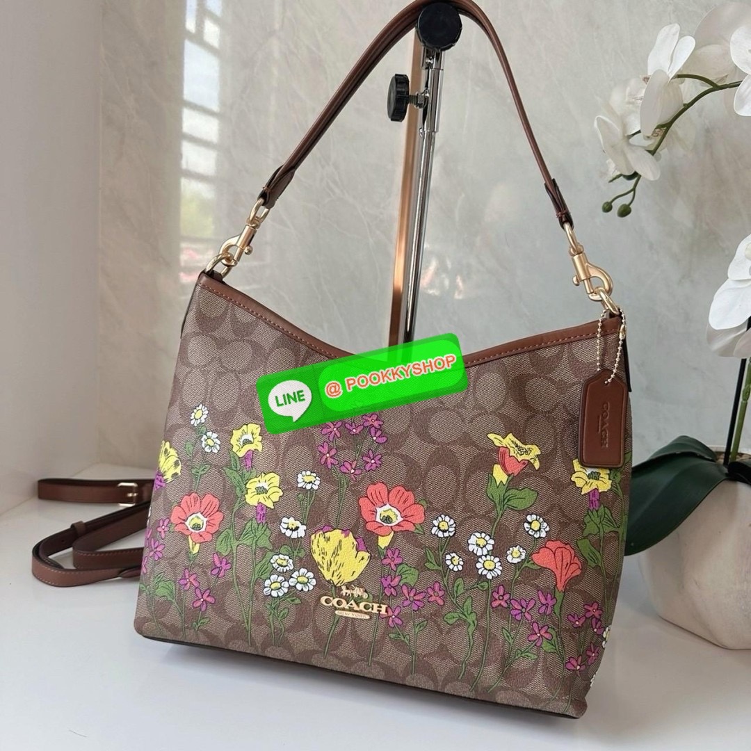 COACH LAUREL SHOULDER BAG IN SIGNATURE CANVAS WITH FLORAL PRINT (CR150) 🔖กระเป๋าถือ/สะพายข้าง คอลเลคชั่นใหม่ โดดเด่นปริ้นลายดอกไม้