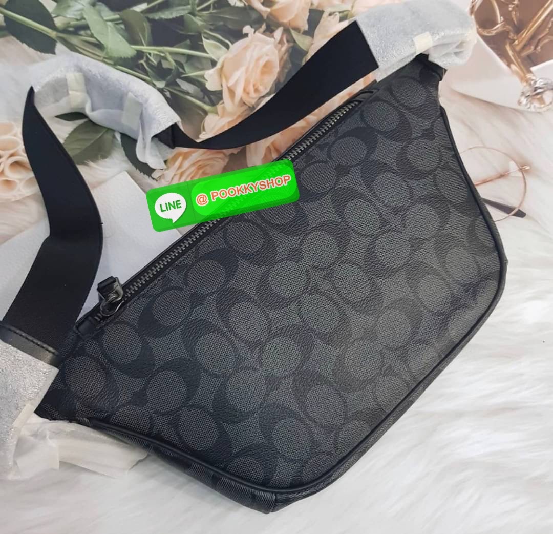 Coach GRADE BELT BAG IN SIGNATURE CANVAS (COACH C1411) Signature coated canvas and refined calf leather| Inside multifunction pocket| Zip closure, fabric lining| Outside zip pocket| Adjustable strap for wear at waist