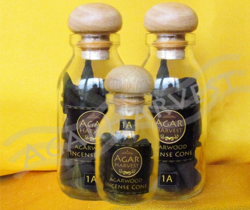 AgarHarvest ธูปปั้น ไม้หอม ไม้กฤษณา แท้ Agarwood Incense Cone 1A Grade (Standard) 1 ขวด 60 กรัม
