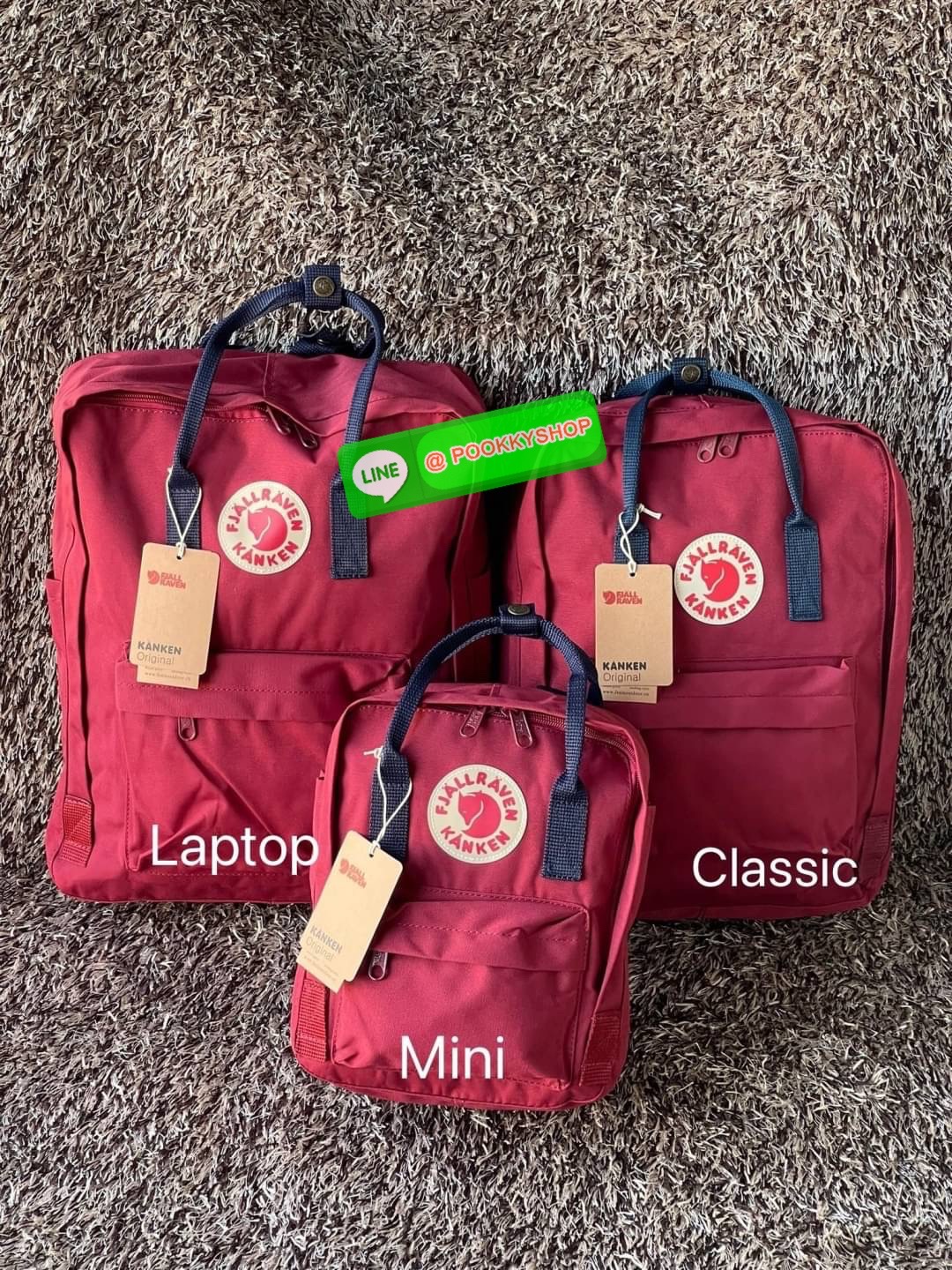 Fjallraven Kanken backpack รุ่น Classic แบรนด์ดังจากสวีเดนที่นิยมกันมากในหมู่วัยรุ่น กระเป๋าเป้ที่มีน้ำหนักเบา แต่มีความทนทาน และช่องว่างต่างๆมากขึ้น มีซิปหน้าสำหรับใส่ของกระจุกกระจิก และหูหิ้วทั้งด้านหน้าและด้านหลัง สำหรับการหิ้วถือได้สะดวก จุดเด่นที่ทำใ