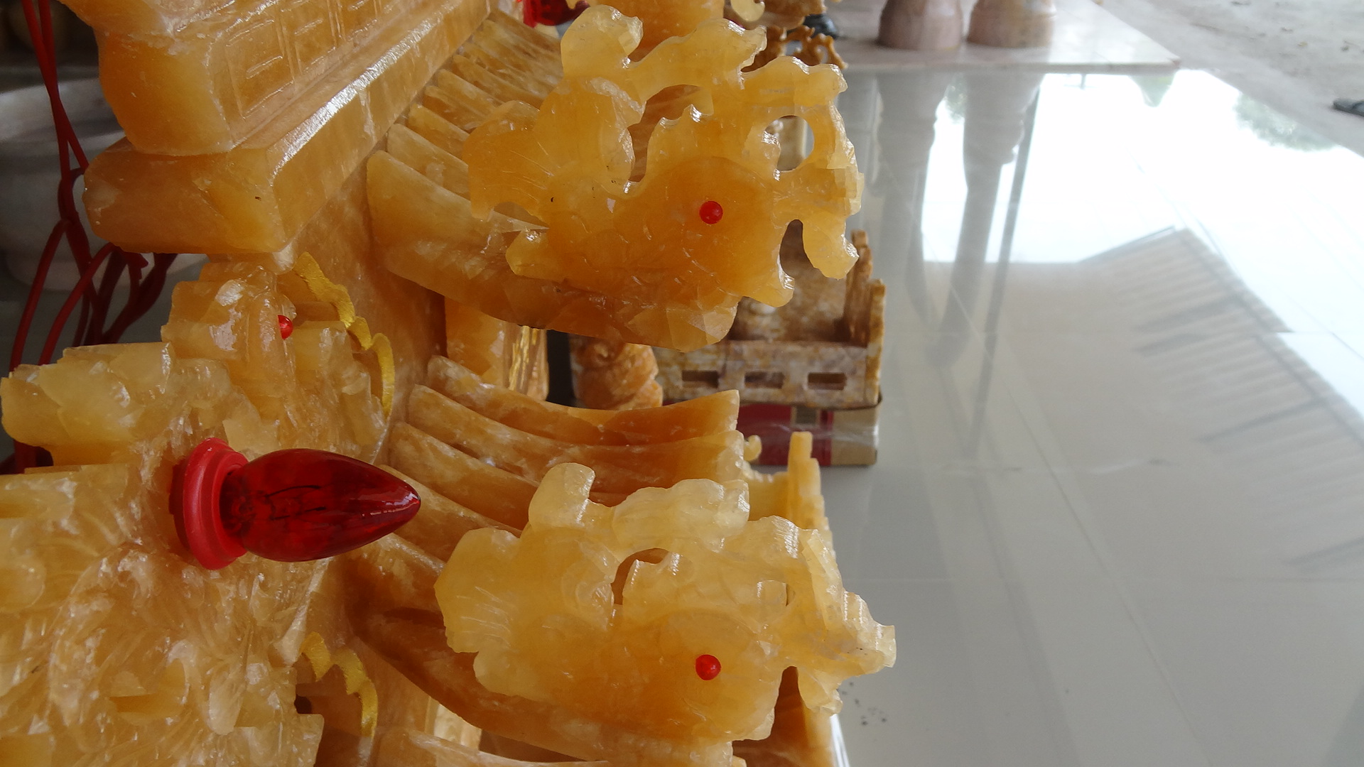 ศาลเจ้าที่หินอ่อน (ตี่จู้หินอ่อน ตี่จู้เอี๊ยะ) 24 นิ้ว 888 4เสา 5 หลังคา หินหยกน้ำผึ้งแก้ว