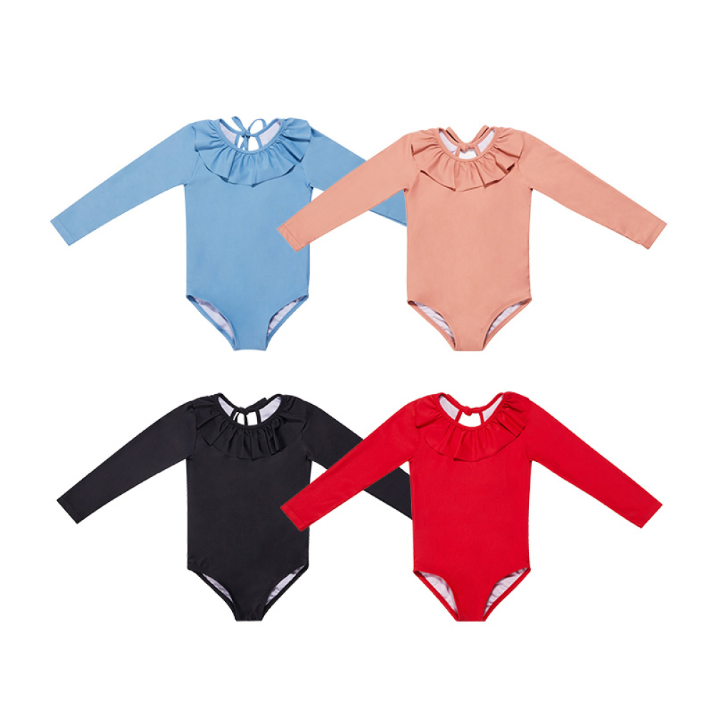 Kidsumplay Back Frill Swimsuit ชุดว่ายน้ำแขนยาววันพีชกัน UV