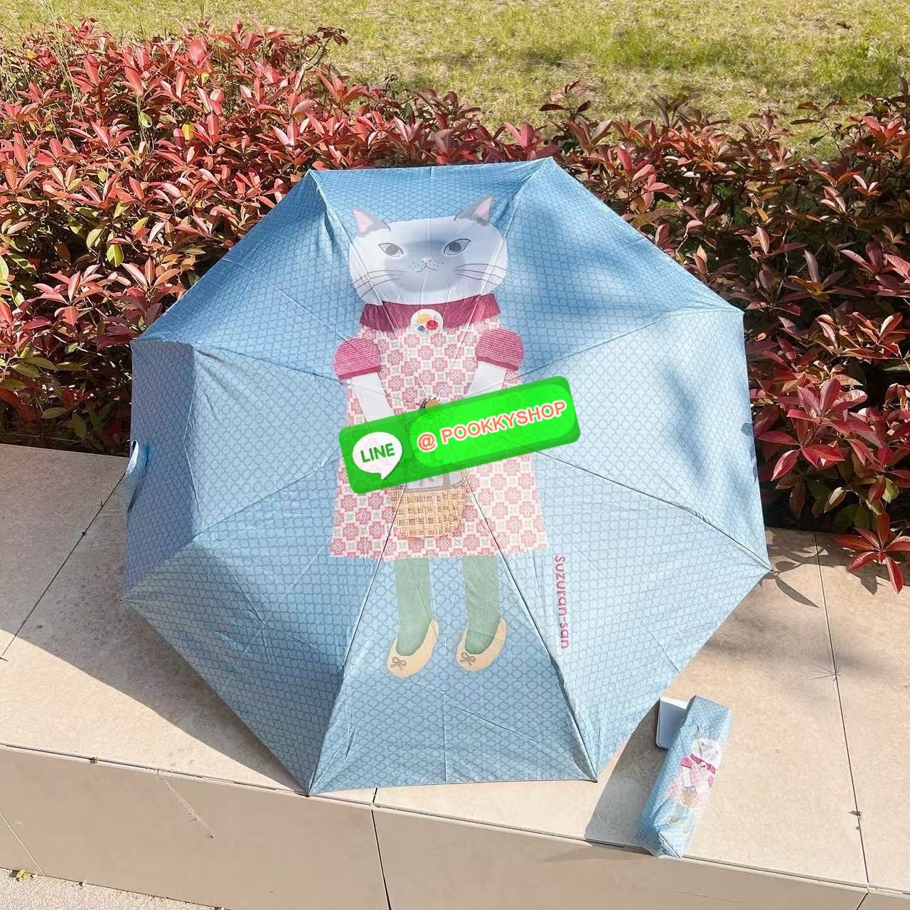 kusuguru Japan ร่มพับมีผ้าคลุม กันแดด กันฝน ป้องกันรังสียูวี สำหรับผู้หญิง ร่มพับ Parlor Suzuran-do