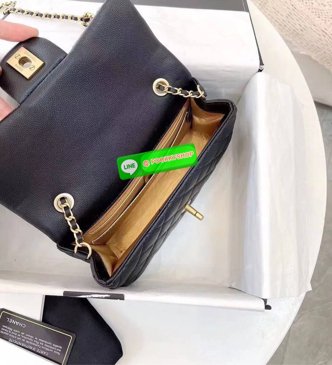 Chanel MINI FLAP BAG CAVIAR Leather GOlD tone hardware