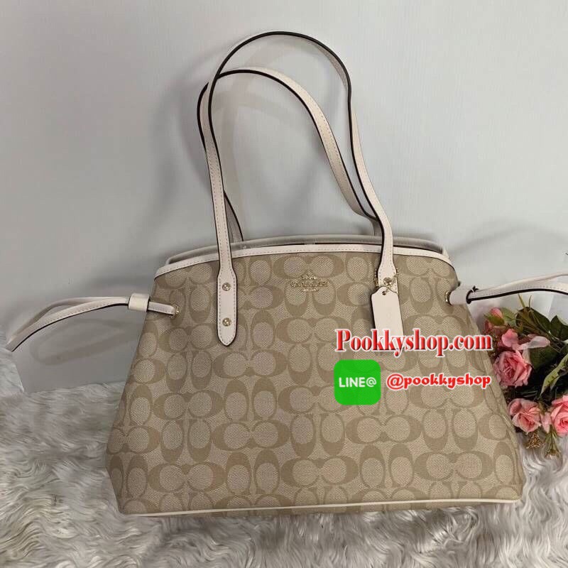 COACH กระเป๋า DRAWSTRING CARRYALL IN SIGNATURE COATED CANVAS F57842