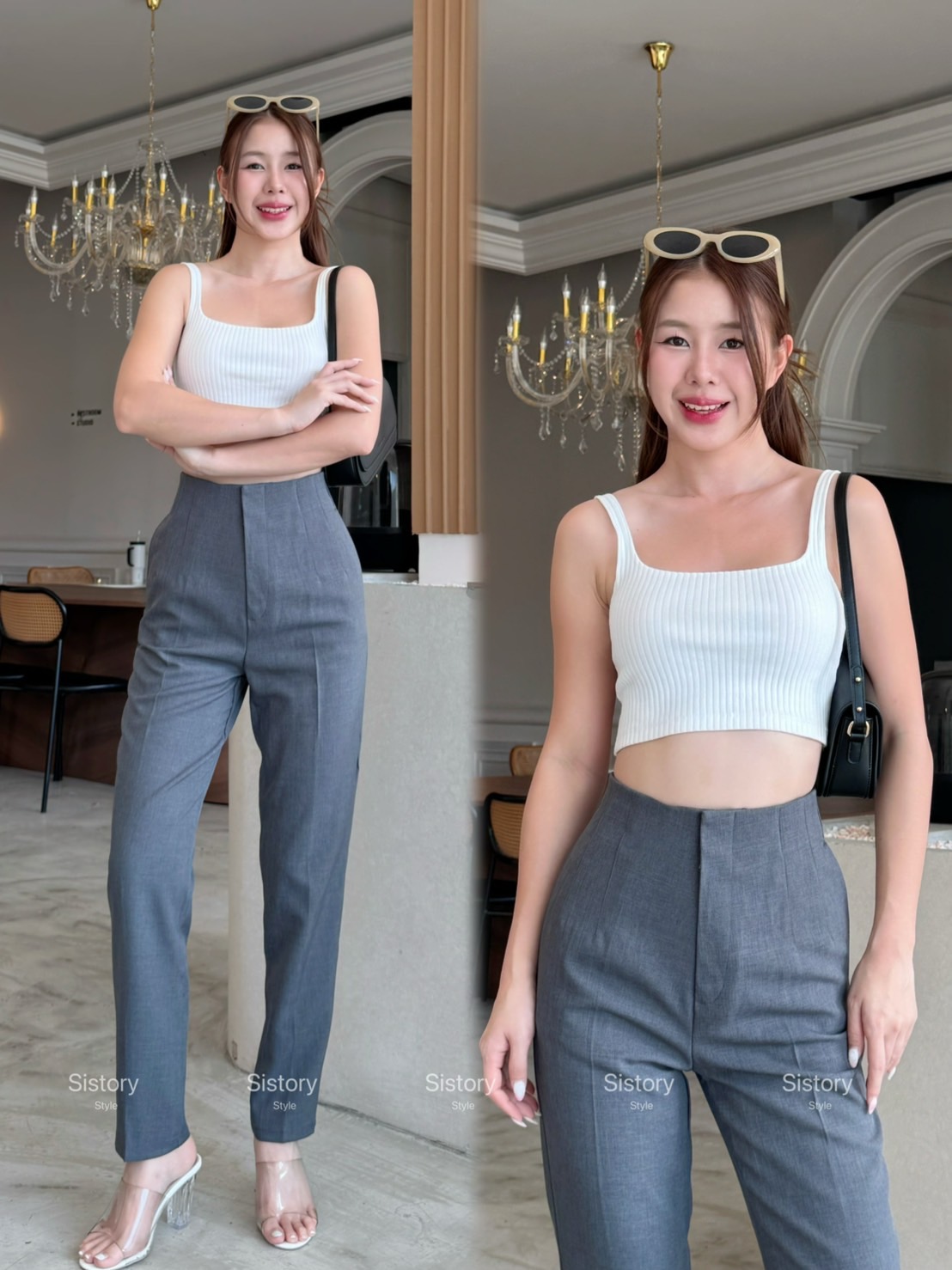 กางเกงแฟชั่น อาบิเกลงผ้าสโนว์กางเกงทรงบอย