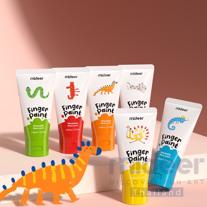 Mideer มีเดียร์ Finger Paint Colors สีสำหรับเพ้นท์ศิลปะจากฝ่ามือ 6 และ12 สี