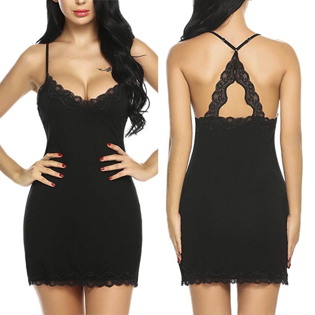 ชุดนอนเดรสสั้น ผ้าไหมญี่ปุ่น น้ำเงิน แต่งสายลูกไม้ด้านหลัง โชว์ ไหล่ เซ็กซี่ สวยเกร๋ size M/L สำเนา สำเนา