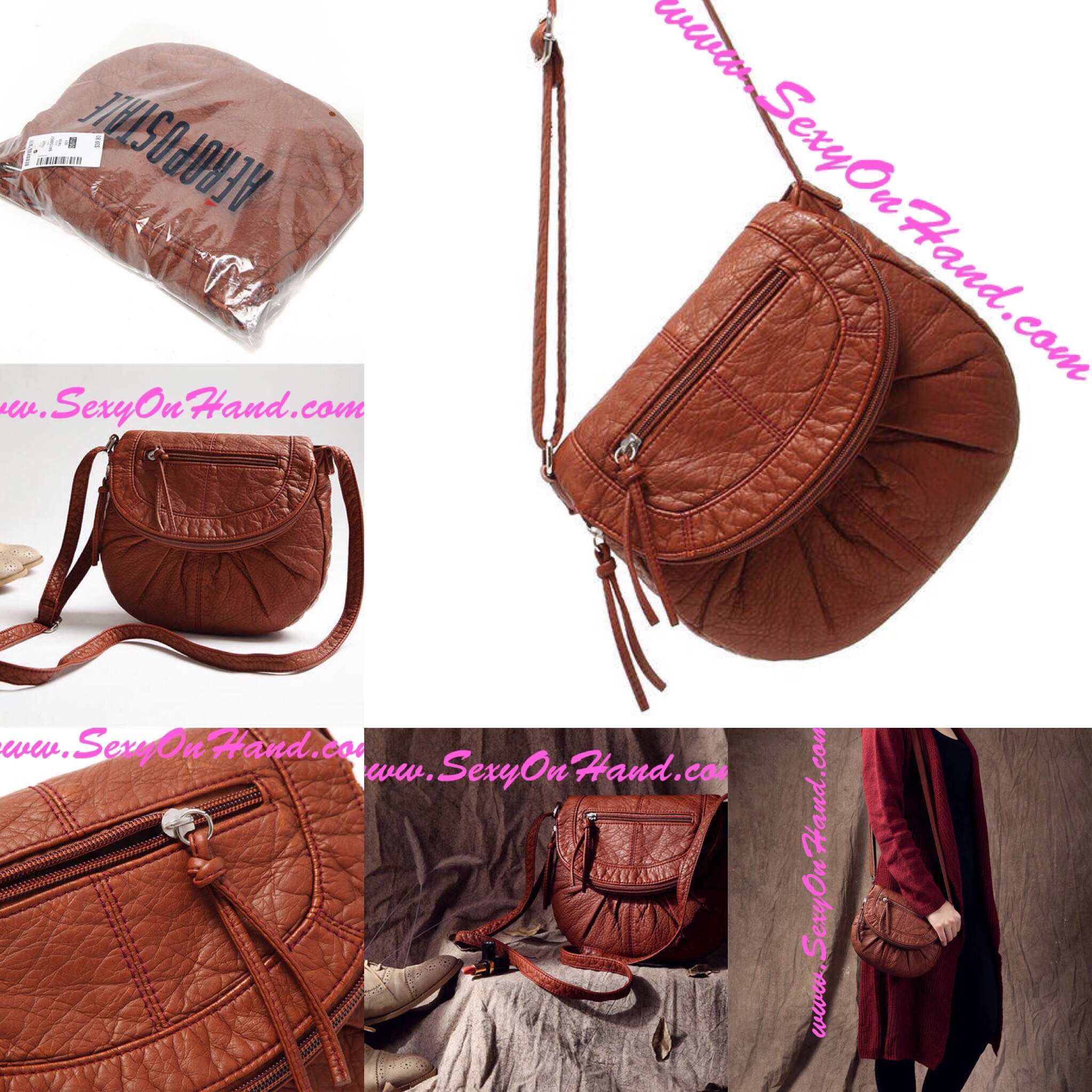 กระเป๋าสะพายข้าง กระเป๋า BRand AEROPOSTALE เนื้อนุ่ม ลื่น สีน้ำตาล สายปรับระดับได้คะ สินค้าหลุดโรงงาน จำนวนจำกัดคะ