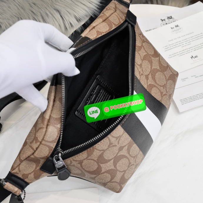 Coach GRADE BELT BAG IN SIGNATURE CANVAS (COACH C1411) Signature coated canvas and refined calf leather| Inside multifunction pocket| Zip closure, fabric lining| Outside zip pocket| Adjustable strap for wear at waist