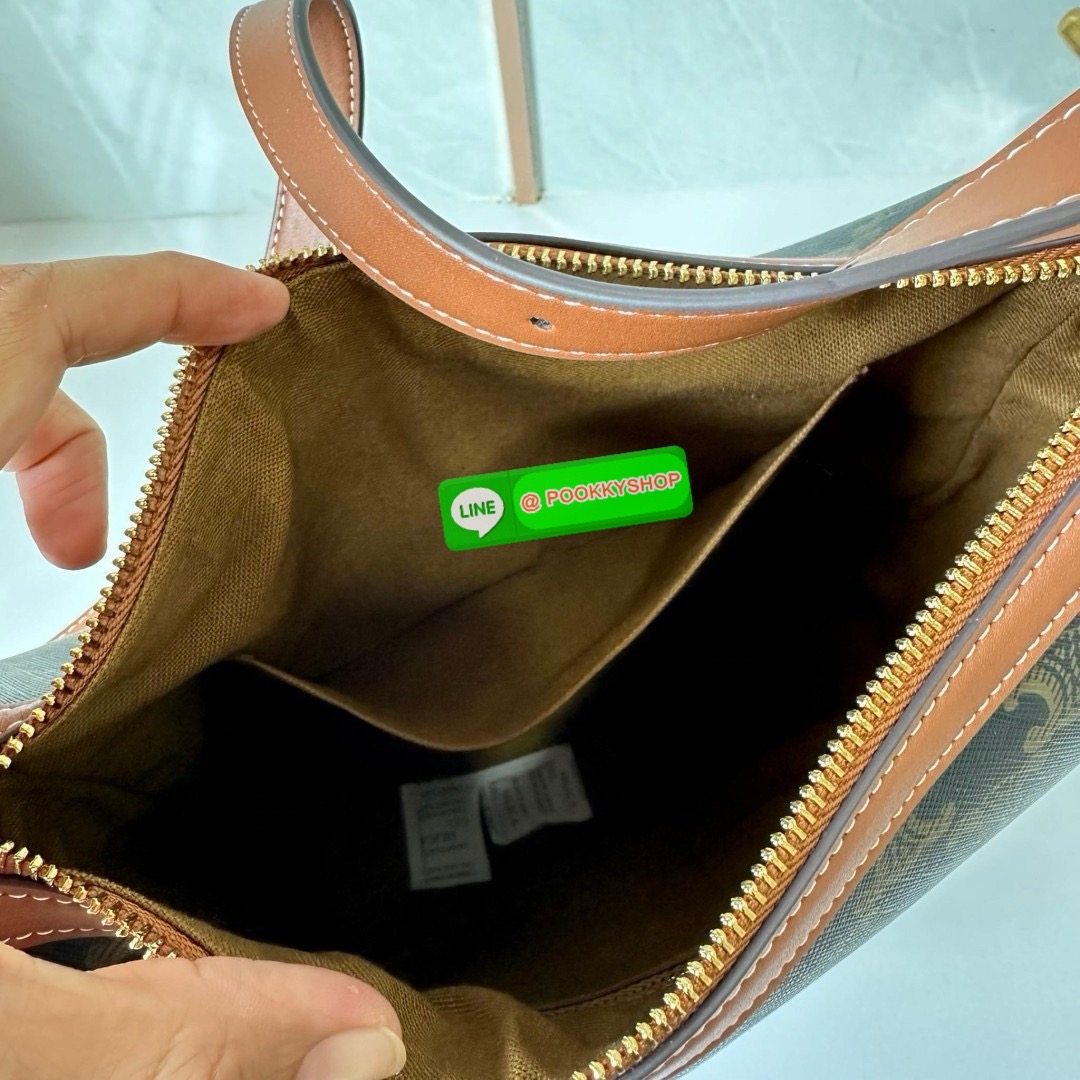 CELINE HELOISE CUIR TRIOMPHE BAG IN TRIOMPHE CANVAS AND CALFSKIN TAN 🔖กระเป๋าสะพายทรง HOBO รุ่นฮอตตลอดไม่มีเอ้าท์ ใบใหญ่จะสัมภาระได้เยอะ