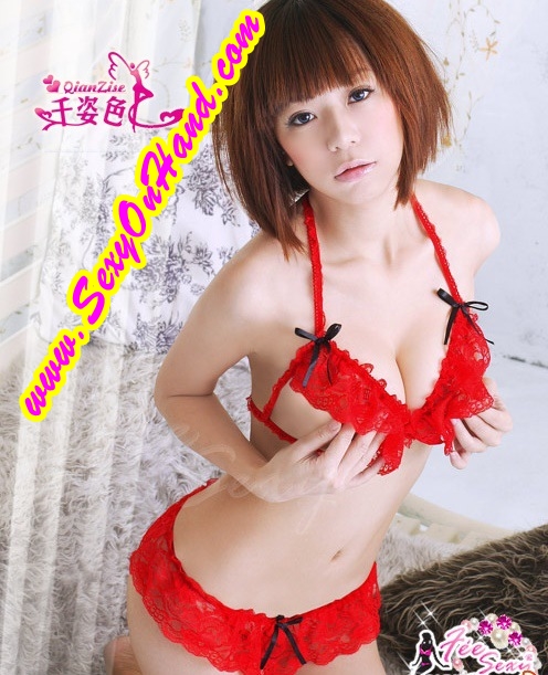 ชุดชั้นใน ชุดบิกินี่ ชุดทูพีซ แต่งระบายลูกไม้เซ็กซี่ สีแดง แรงฤทธิ์ แต่งสาย เว้าหน้าอก พร้อมจีสตริง แต่งสายระบายแบบเปิดเป้า เปรี้ยวเข็ดฟันเลยคะ