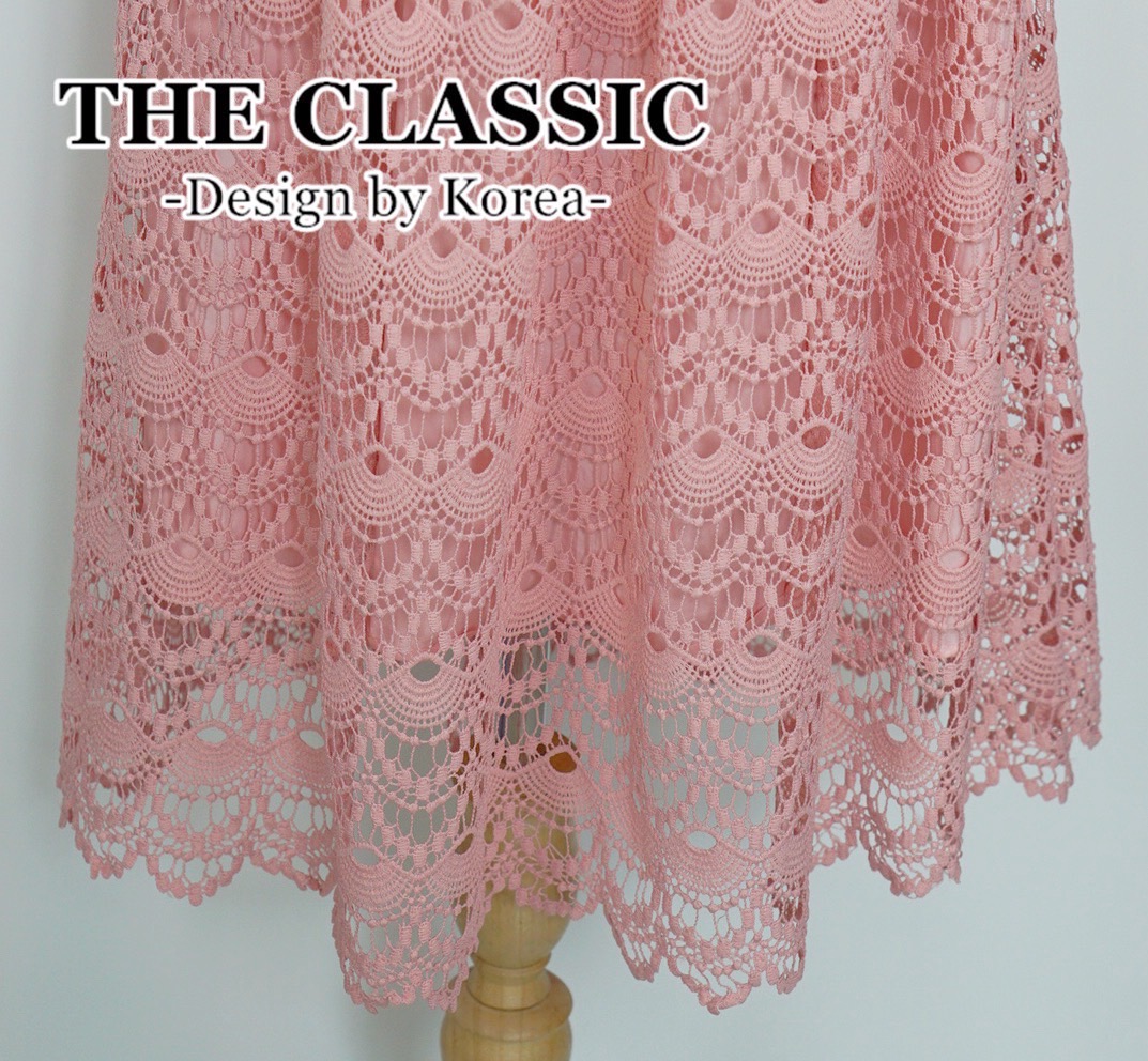 เดรสแฟชั่น เดรสลูกไม้ยาวคอปีนใช้ผ้าลูกไม้เนื้อแน่นอย่างดี ขึ้นลวดลายรอบตัว