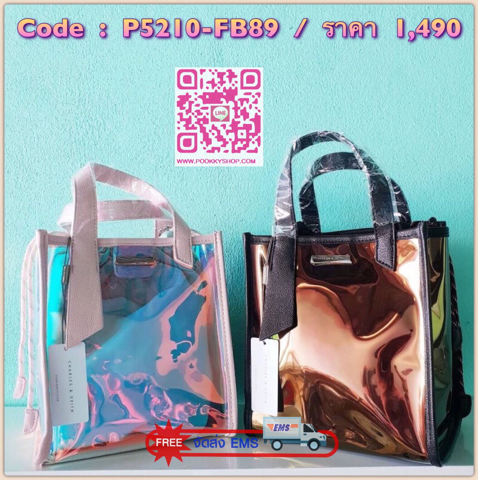 CharlesKeith women neon Color Laser letter transparent handbag CK2-20780531 รุ่นใหม่ชนช้อป สีสันสดใส ดีไซน์แนวใหม่จากแบรนด์ charles&keith วัสดุ pvc ผสมหนัง mix กันได้อย่างลงตัว รุ่นนี้มีทั้งหมด 2 ใบ ใบสั้นและกระเป๋าหูรูดด้านใน งานจริงสวยมว๊ากๆๆ บอกได้คำเด