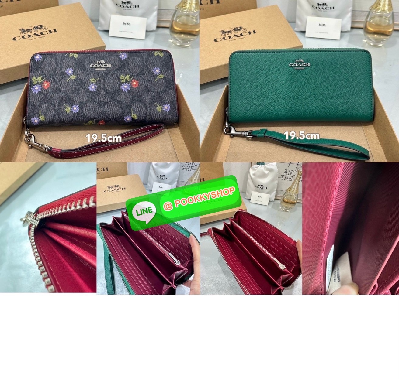 🌼 COACH LONG ZIP WALLET IN SIGNATURE CANVAS WITH COUNTRY FLORAL 🌼 ดีไซน์: ลายซิกเนเจอร์พื้นสีดำเทา เรียบหรูคลาสสิก แต่งลายดอกไม้ป่าโทนม่วง-แดงเล็กน่ารักแบบ country girl style! ขอบกระเป๋าตัดด้วยหนังสีแดงเบอร์กันดี เพิ่มเสน่ห์ให้ดูโดดเด่นแบบ