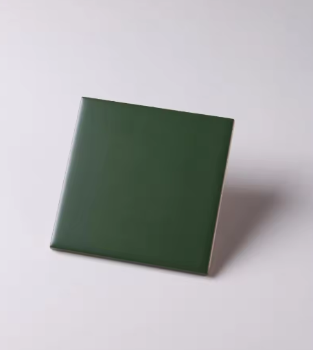 กระเบื้อง 4"x4" (10x10ซม.) สีเขียวเข้ม เคลือบด้าน, matte
