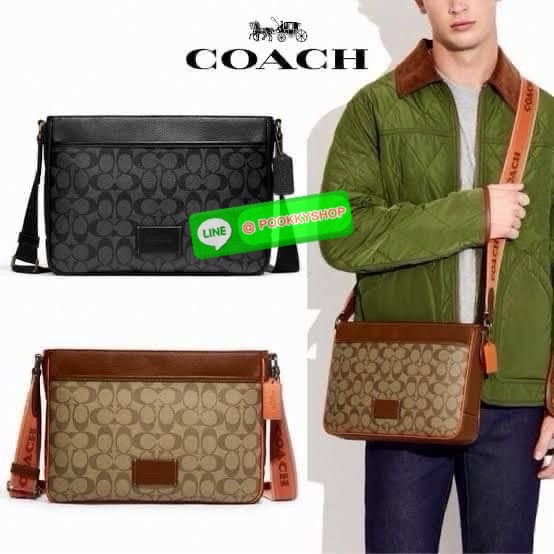 COACH DISTRICT CROSSBODY IN SIGNATURE CANVAS CH078 🔖กระเป๋าสะพายคอสบอดี้ทรงสีเหลี่ยม 🔖วัสดุ : canvas, ตัดขอบหนัง pebble leather 🔖 เปิด-ปิดแบบซิป ด้านในมีช่องซิปและช่องอเนกประสงค์ ปิดด้วยซิปด้านบน ซับในผ้า มีช่องซิปและช่องเก็บของด้า