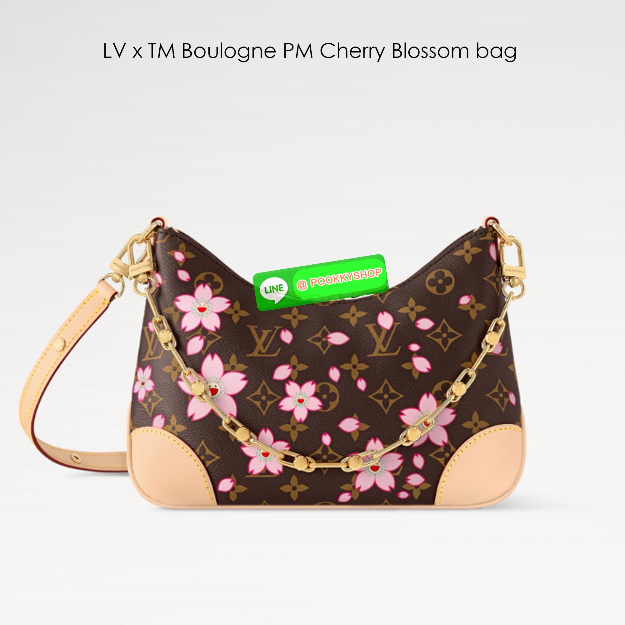 LV x TM Boulogne PM Cherry Blossom bag กระเป๋าสะพาย ดีไซน์คลาสสิครุ่นสุดปัง ปรับลุคให้มีชีวิตชีวาด้วยลายดอกไม้ซากุระเชอรี่บลอสซั่ม คอลใหม่สุดเอ็กซ์คลูซีฟ โมโนแกรมแคนวาสสุดไอคอนิกพิมพ์ลายดอกไม้สีสดใสคลาสสิค ขนาดกำลังดี ใช้งานได้สะดวกคล่องตัว ปากกระเป๋ามีซิ