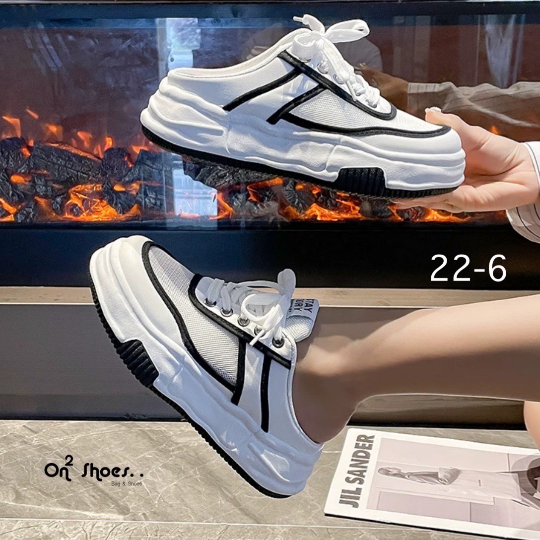 New‼️รองเท้าผ้าใบแฟชั้นสไตล์แบรนด์ รองเท้าผ้าใบเปิดส้น ส้นสูง 2.5" สวยเทห์ เปะปังมากงานสวยล้ำไม่ซ้ำใคร งานจริงใส่สวยมากใส่ง่าย งานดี วัสดุเกรดดีทุกชิ้นค่ะ