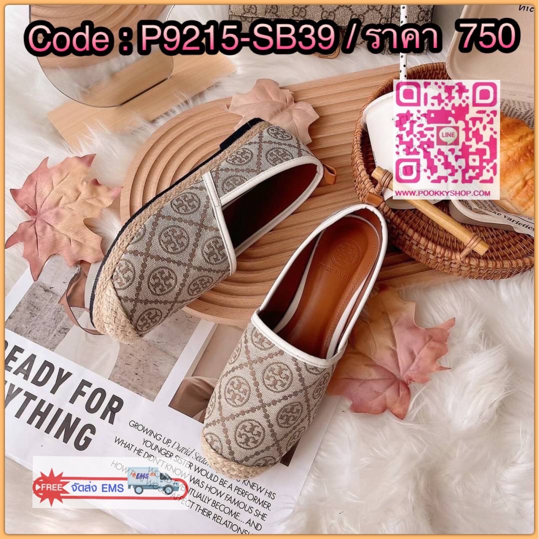 งานเข้าใหม่ เพิ่งเข้าเรยจร้า สีใหม่ รองเท้าผ้าใบ ทอรี่เบิร์ชโมโนแกรม ตัวใหม่ ล่าสุดปีนี้ แบบ คุณเบลล่า สวยค่ะ ผ้าทอสวย เหมือนแท้ พื้นปั้มแบรนด์