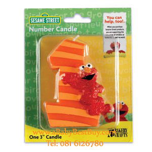 z Sesame Street Elmo First Birthday Candle เทียนแฟนซี เทียนวันเกิด ครบ1ปี (พร้อมส่ง)