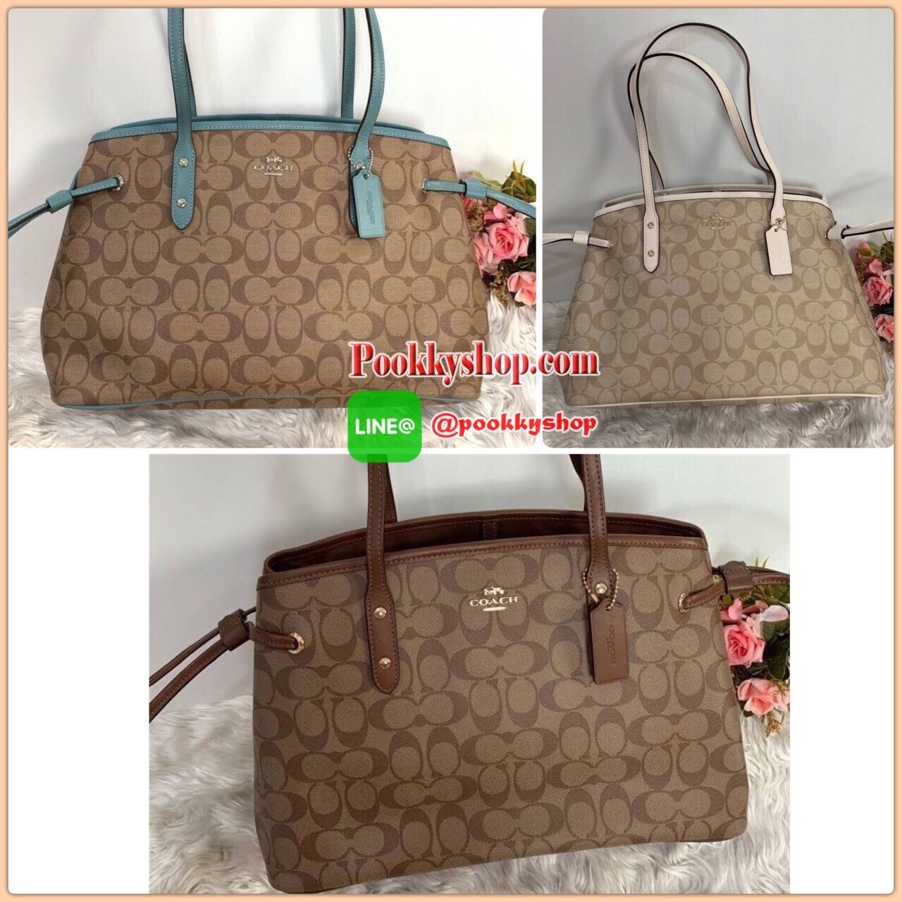 COACH กระเป๋า DRAWSTRING CARRYALL IN SIGNATURE COATED CANVAS F57842