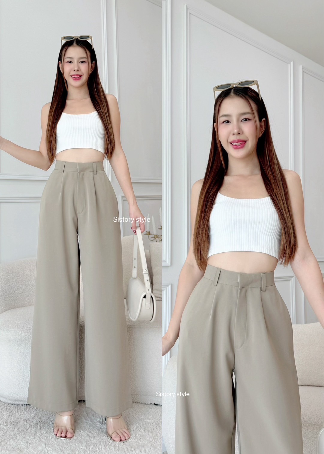 กางเกงแฟชั่น กระบอกใหญ่ จีบทวิส เก็บทรงสวย เลิกกังวลทั้งพุงและต้นขา