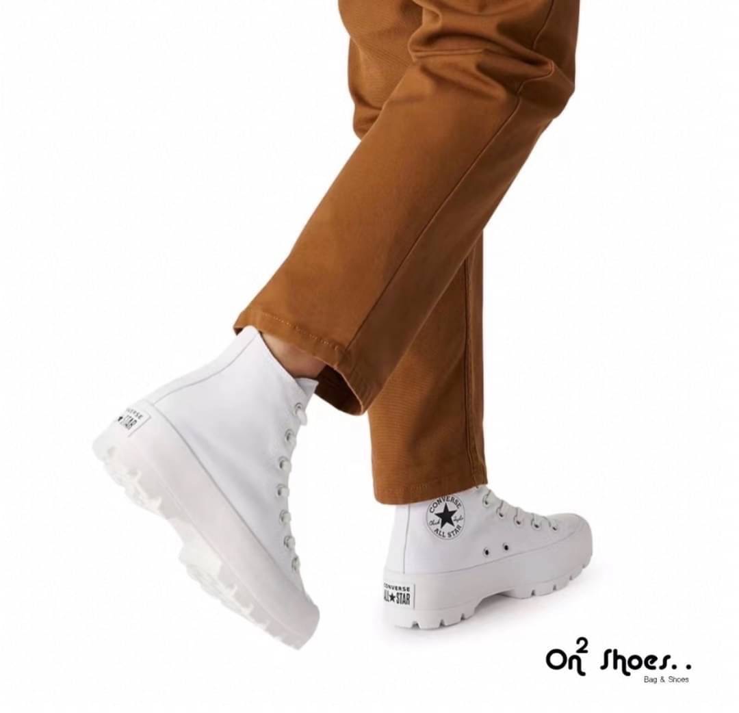 Converse รองเท้าผ้าใบเสริมส้น Converse ชนชอป แบบผูกเชือก งานชิคใส่เที่ยวใส่เรียนทรงสวยตามแบบแป๊ะ