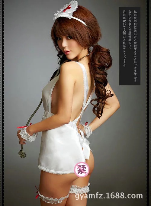 ชุดแฟนซี พยาบาล ผ้ากันเปื้อน ปักลาย พร้อมแต่งชายระบาย + คาดผม นางพยาบาล+ G-string เข้าชุดคะ Free size อก 32-39" เอว 22-32" สะโพก 33-39 ความยาวชุด 23"