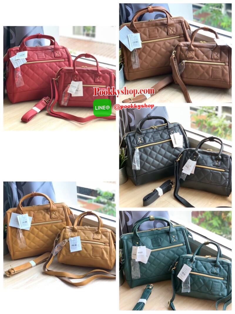 ANELLO (AH-H1862) QUILTING MOUTHPIECE 2-WAY SHOULDER BAG คอลเลคชั่นใหม่จากanello รุ่นคลาสสิค ที่ตัวกระเป๋าบุหนังpuด้วยหนังลายตารางนูนทั้งใบ ดูมีดีเทล ปากกระเป๋ายังคงมีโครงเป็นเอกลักษณ์ จะใส่โน้ตบุ้ค หรือเอกสาร สัมภาระต่างๆได้เยอะ มีช่องซิปใช้งานที่ด้านหน้