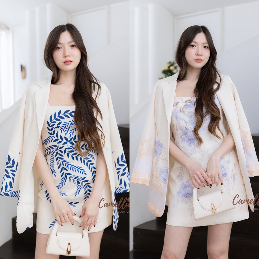 ชุดเซทแฟชั่น สุดคุ้มชุดset เสื้อBlazer +เดรสแขนกุด