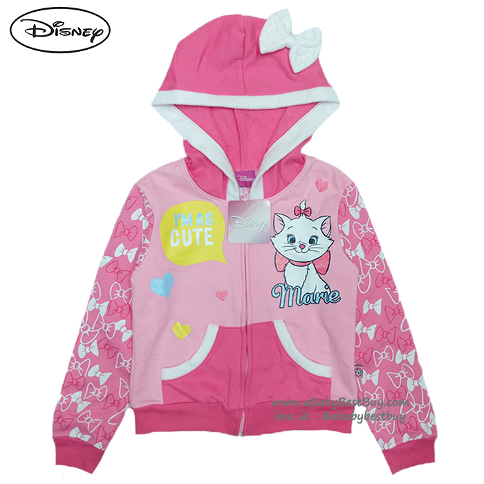 ฮ " Size เด็ก 4-6-8-10-12-14 ปี ) Jacket Disney Marie เสื้อแจ็คเก็ต เสื้อกันหนาว แขนยาว เด็กผู้หญิง สกรีนลาย มารี สีชมพู รูดซิป มีหมวก(ฮู้ด)ใส่คลุมกันหนาว กันแดด ใส่สบาย ดิสนีย์แท้ ลิขสิทธิ์แท้