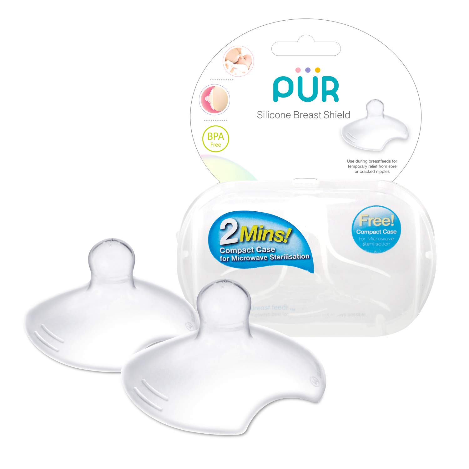 Pur ซิลิโคนป้องกันหัวนมมารดา แผ่นป้องกันนม 2 ชิ้น