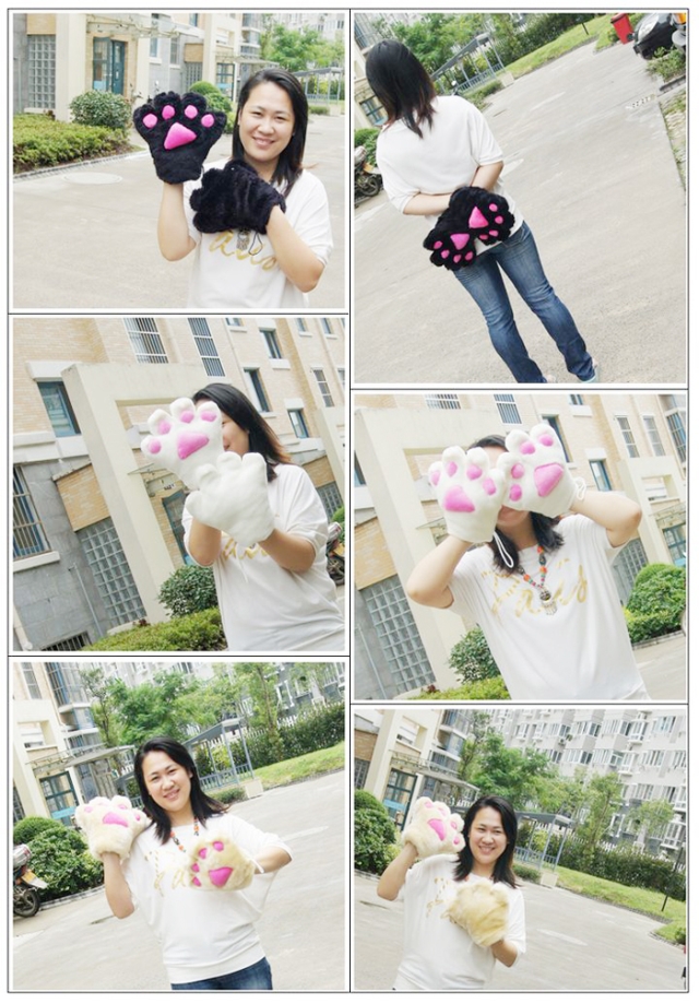 ถุงมือ แมวเหมียว ถุงมือคอสเพลย์ ถุงมือแมว สีเทา ใส่ได้ทั้งเด็กและผู้ใหญ่ Size 22x26cm