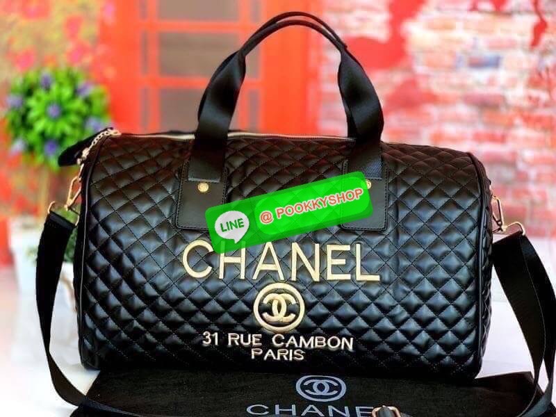 RESTOCK....BEST SELLER CHANEL VIP GIFT Large Travel Bag MUST HAVE! CHANEL VIP GIFT Large Travel Bag กระเป๋าเดินทางใบใหญ่ Gift With Purchase (GWP) รุ่น Limited Edition พรีเมี่ยมกิ๊ฟของเเท้จาก Chanel Counter หนังลายตารางเนื้อหนาสีดำกันนำ้ดูแลรักษาทำความสะอา