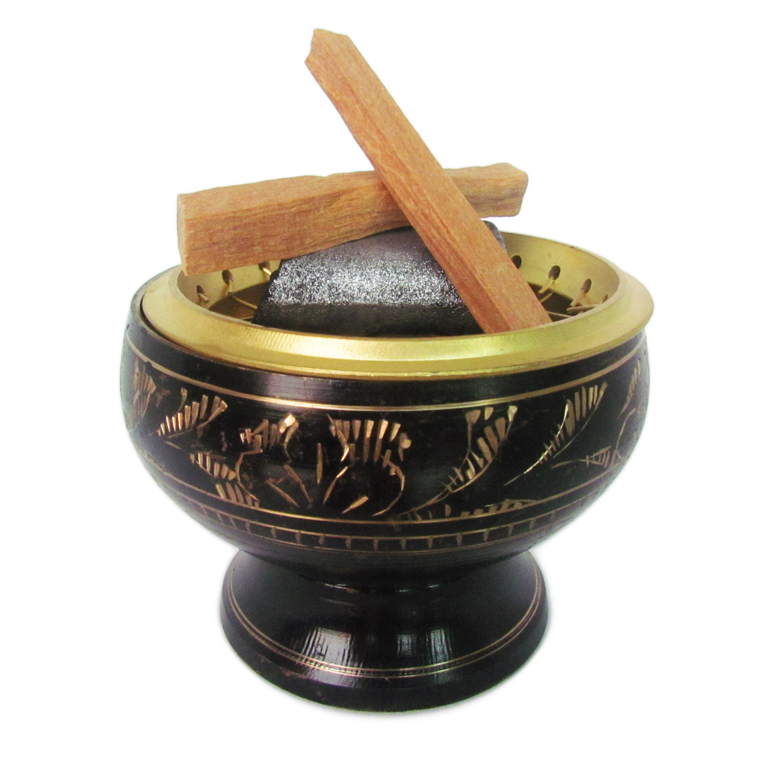 เตาเผาไม้หอม สีดำ ทอง กระถางธูป ไม้กฤษณา ไม้จันทน์ กำยาน มดยอบ เครื่องหอมทุกชนิด ทำจากทองเหลืองแท้ทั้งชิ้น