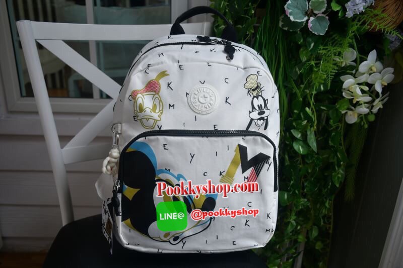 Kipling & Disney Summer 2019 Minnie Mouse and Mickey Mouse กระเป๋าเป้สะพายหลังสไตล์ Backpack มาพร้อมพวงกุญแจลิง ด้านหน้ามีช่องซิปแยกใส่ของจุกจิก ด้านข้างมีกระเป๋าข้าง ภายในช่องใหญ่หลัก มีช่องซิปใส่ของ พร้อมช่องเล็ก2ช่อง เปิด-ปิด ด้วยซิป วัสดุผ้ากันน้ำ จุข