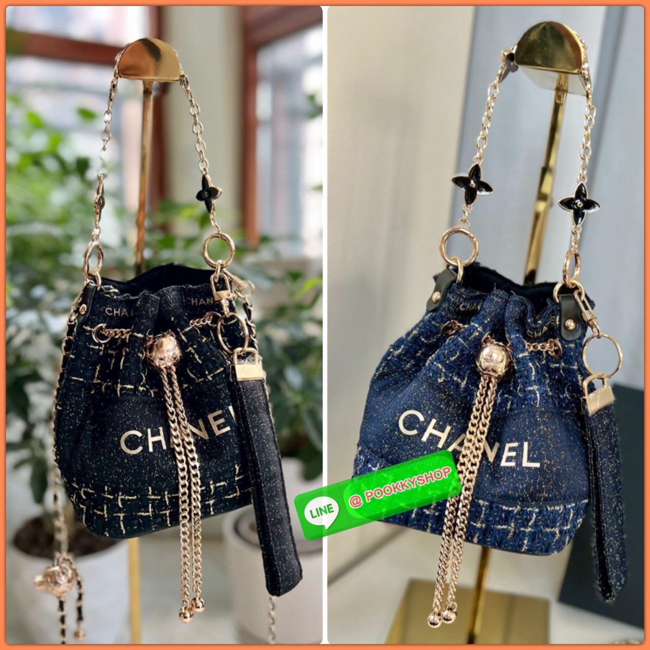 NEW NEW NEW **สินค้าเข้าใหม่** รุ่นนี้บอกเลยว่าสวยทุกอนุ หิ้วไปไหนมาไหนคือเริ่ดไปเลยค่าา CHANEL BUCKET TWEED WITH CHAIN BAG ((Premium gift make up ตปท.)) มีป้ายNot for sale 🔖พร้อมส่งค่าสาวๆ รอบนี้ได้มาไม่เยอะ! กับกระเป๋าขนาดกลางกำลังดี วัสดุผ้าTwe