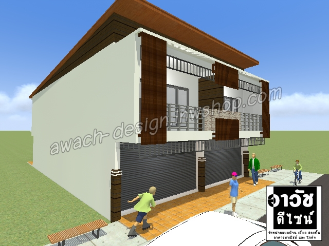 C0208 แบบอาคารพาณิชย์ 2 ชั้น 2 ห้องนอน