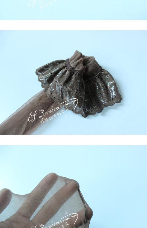 ถุงน่องเซ็กซี่ ถุงน่องซีทรู เนื้อบางเบา สีน้ำตาลกาแฟ ขอบลูกไม้ หนา 4 นิ้ว สไตล์สาวปารีส