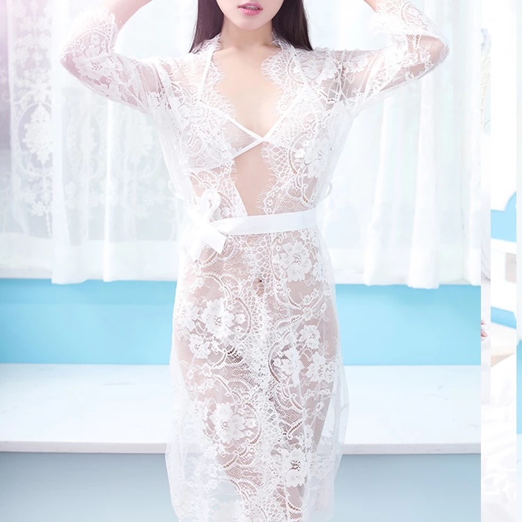 เซ็ทชุดคลุม ลูกไม้ ชุดคลุม ซีทรู สีขาว+ Bikini ลูกไม้สีขาวเข้าชุด เนื้อผ้า ลูกไม้สวย หรูเซ็กซี่มากคะ