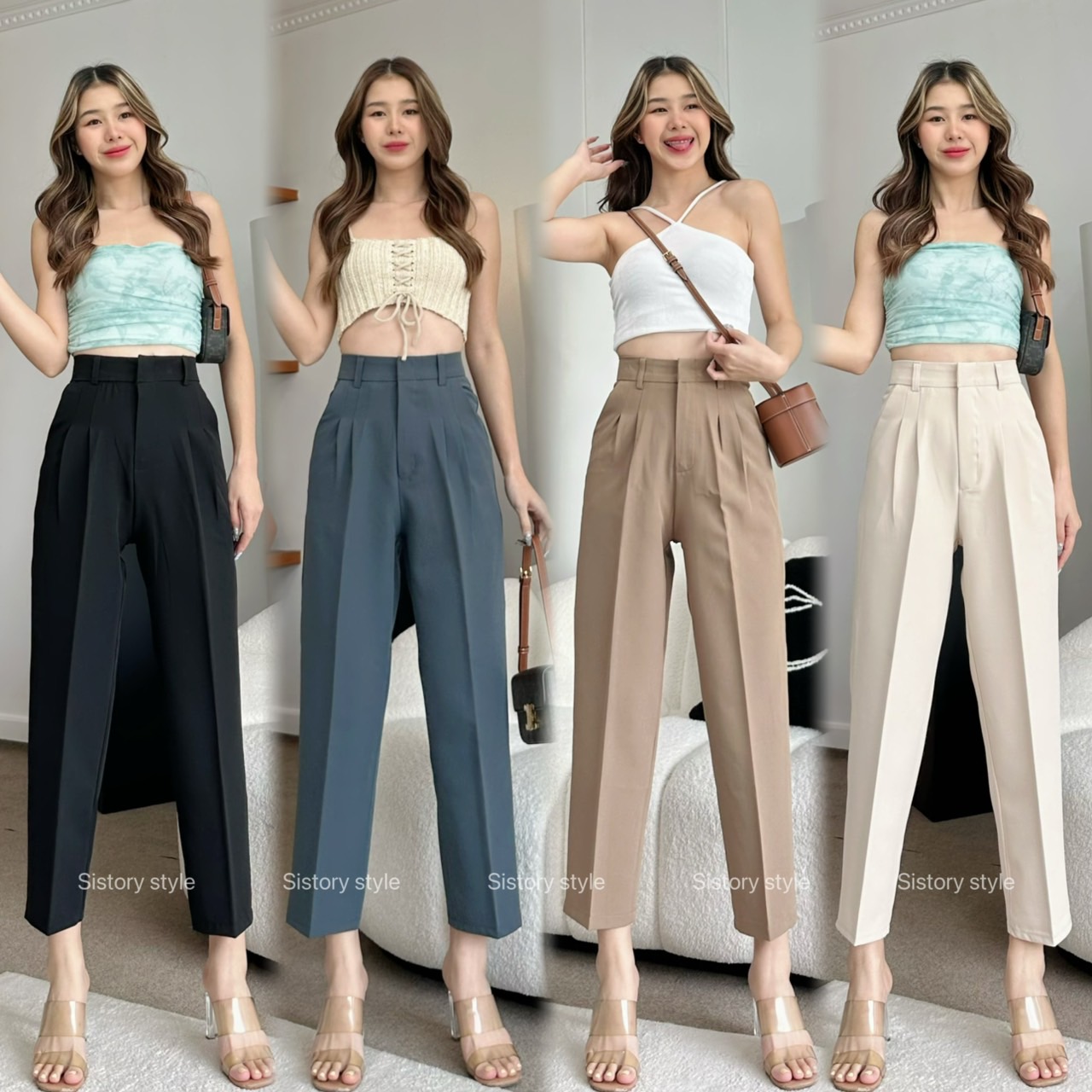 กางเกงแฟชั่น รุ่น Boy Basic pants ทรงบอยเบสิก “ ผ้า superpepe (ชุปเปอร์เปเป้) “