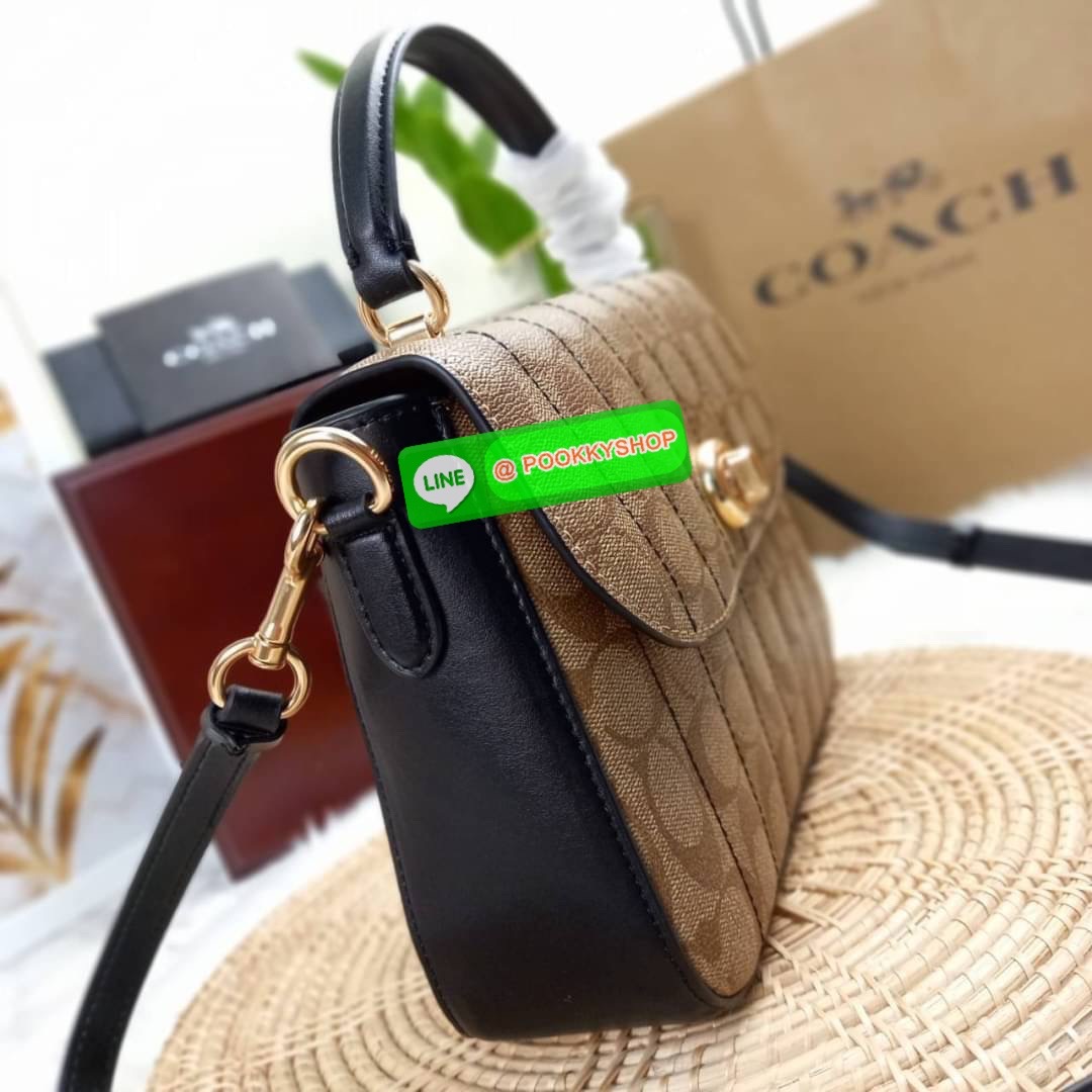 NEW IN💥>>รุ่นหายากก็มา แย่งกันแทบไม่ทัน🌺🌈//>>COACH MARLIE TOP HANDLE SATCHEL IN SIGNATURE CANVAS WITH QUILTING(COACH C5645) 🌺กระเป๋าถือ สะพาย วัสดุหนังแคนวาส ตัดขอบดีเทลด้วยหนังแท้ ขึ้นทรงสวยมากๆ //มีสายสะพายยาว