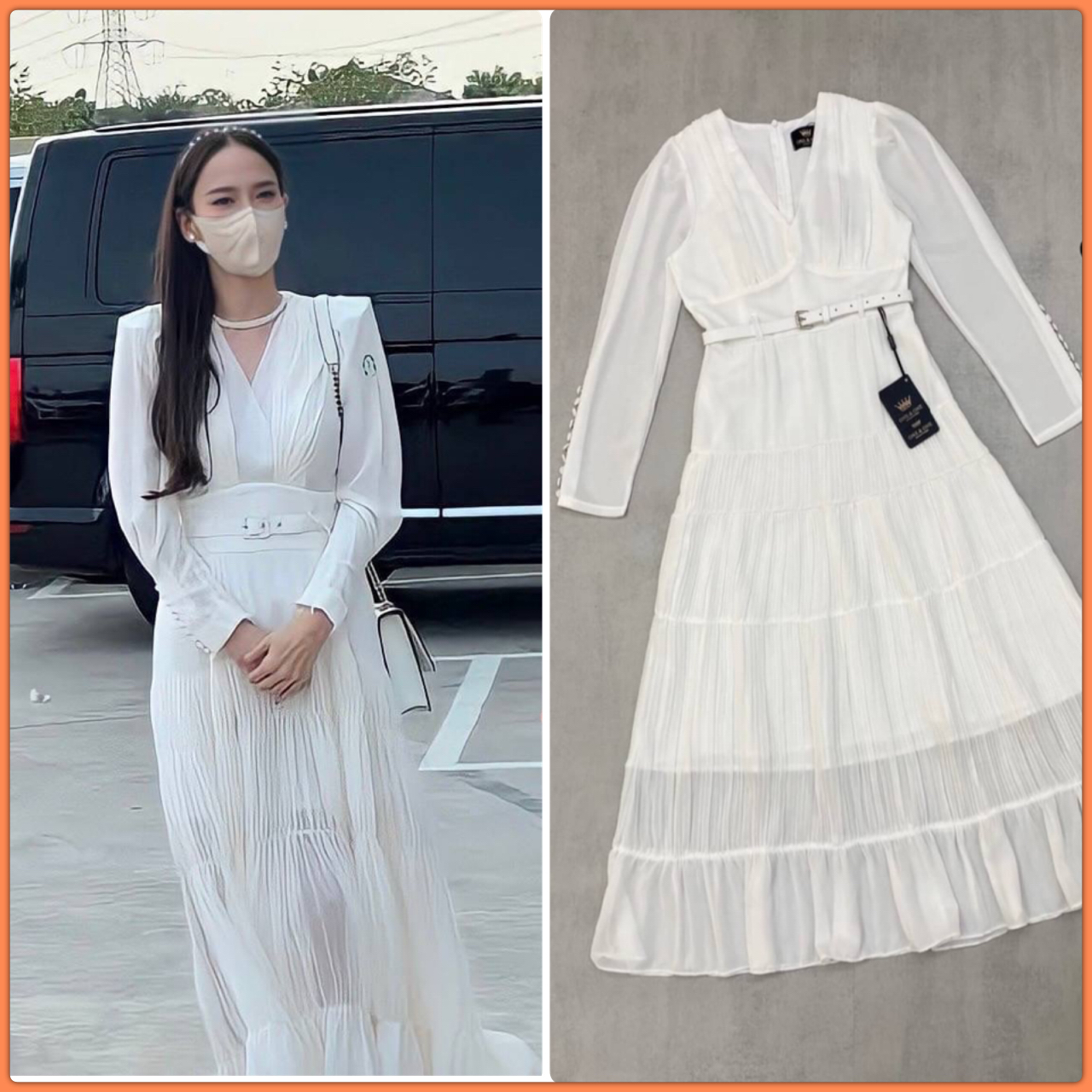 One&One Detail : แม็กซี่เดรสเนื้อผ้าชิฟฟอนช่วงกระโปรงตัดต่อแพทเทิร์นเป็นชั้นๆ ด้วยชิฟฟอนอัดพลีท ปลายแขนตกแต่งด้วยกระดุมปั้ม งานมีซับในซิปหลังพร้อมเข็มขัด ลุคนี้ใส่ทำบุญช่วงเข้าพรรษาสวยหวานแน่นอนค่า